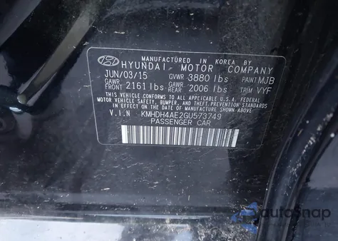 2016 Hyundai Elantra Value Edition из США, поврежденный, VIN KMHDH4AE2GU573749